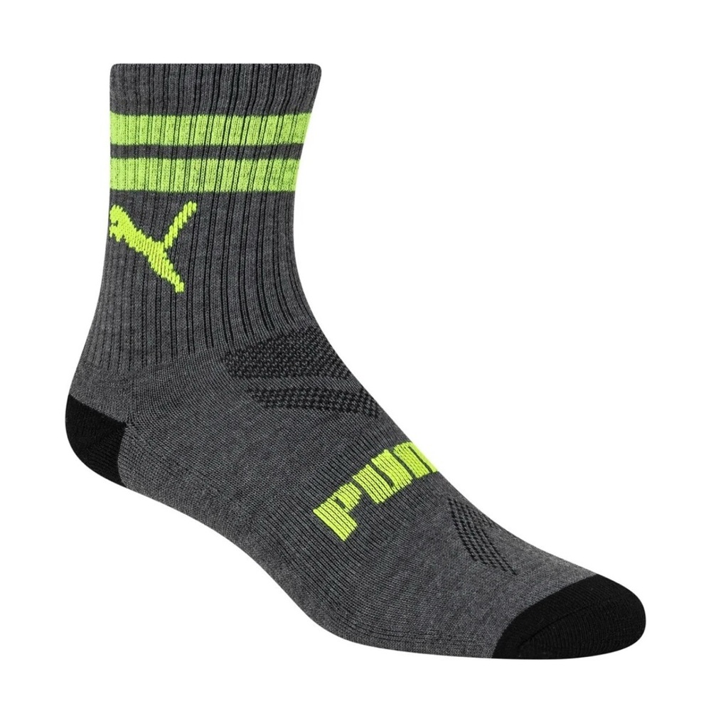NEW Puma drycell Low crew Socks 10 pair youth fit shoes (9-3.5) black/grey